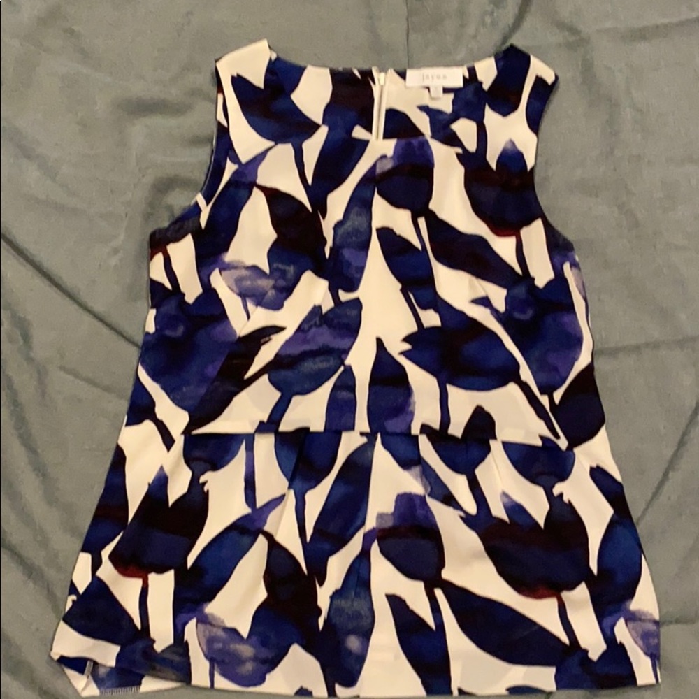 Blue, Purple, white floral medium blouse top.